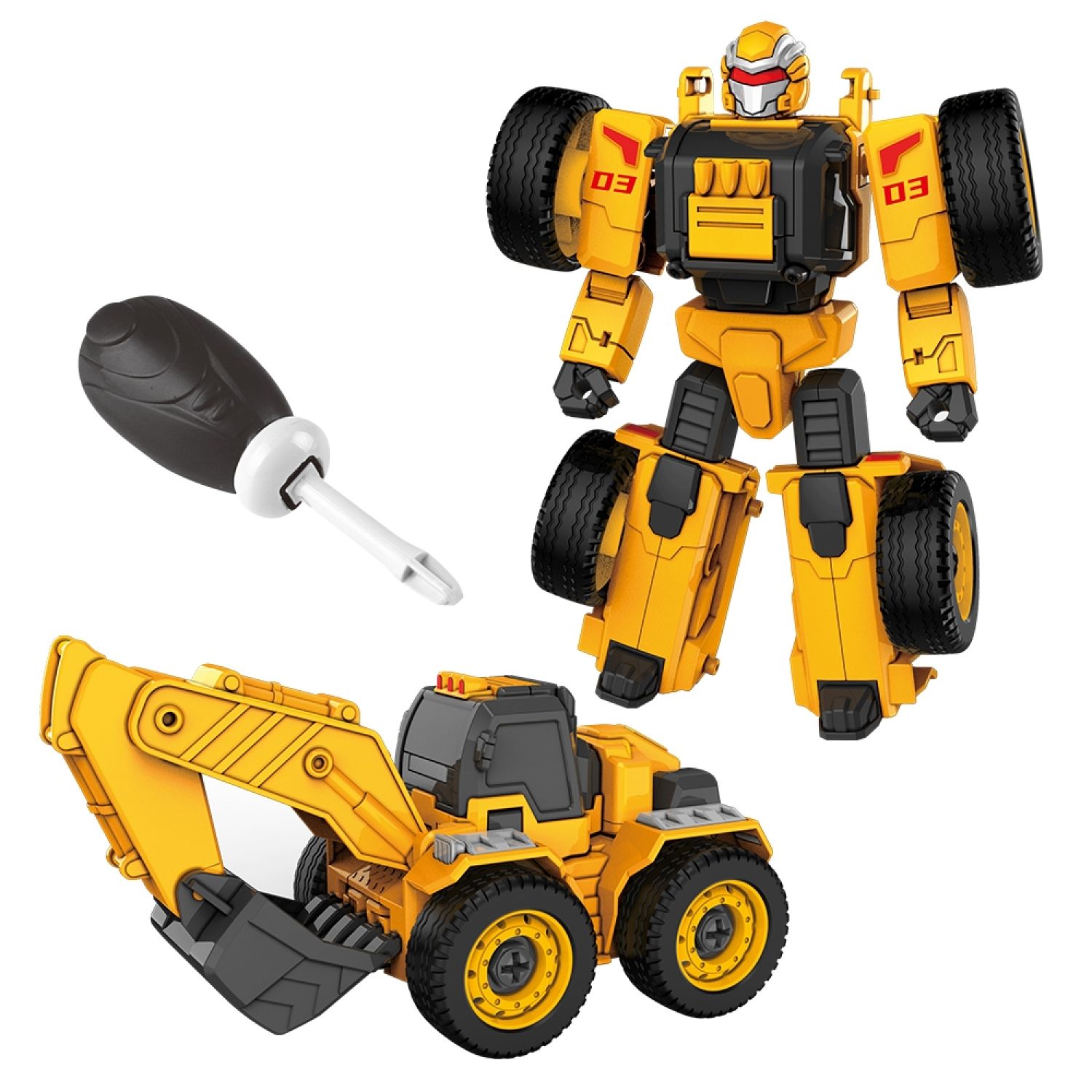 Megaformers Guardian Robô Escavadeira Amarelo