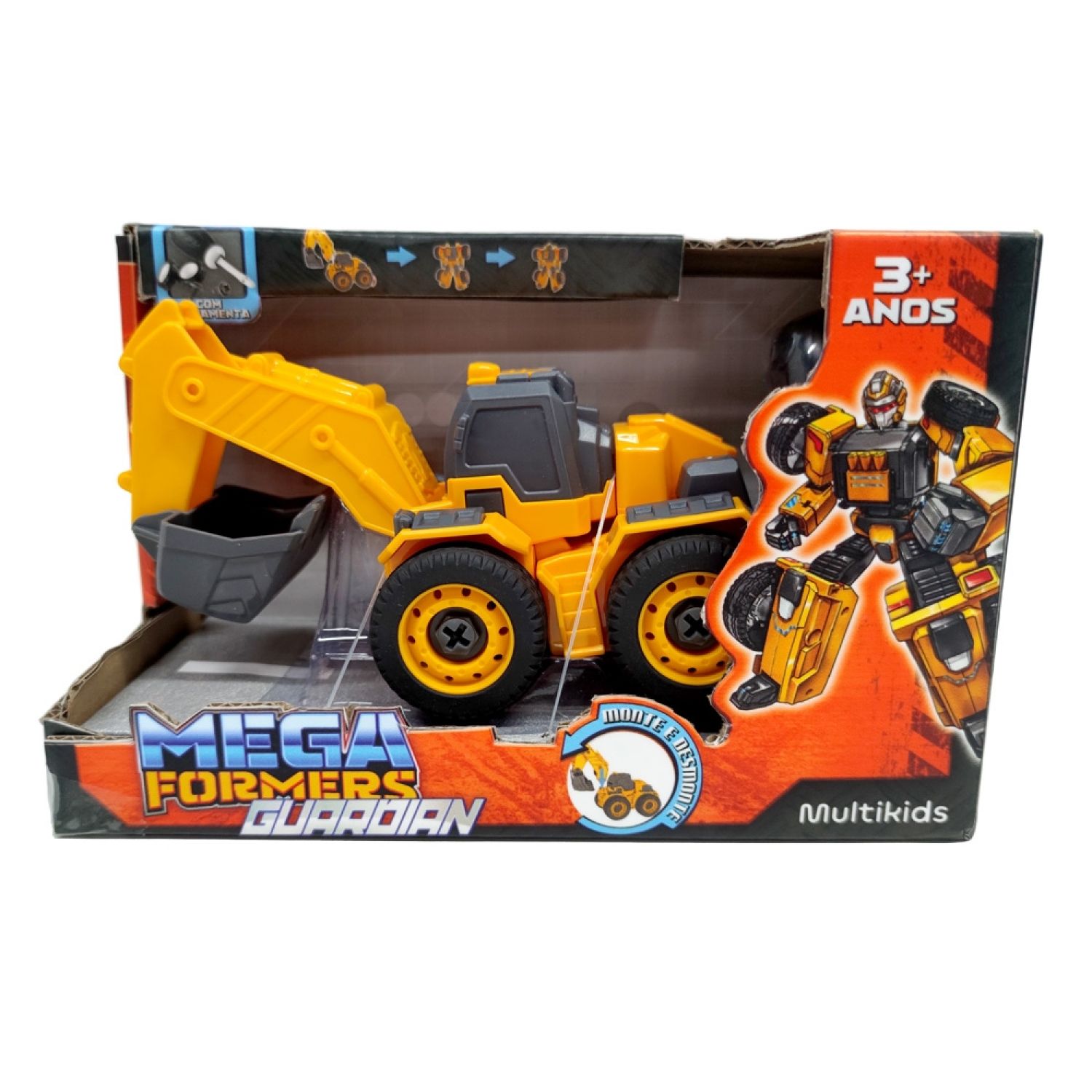 Megaformers Guardian Robô Escavadeira Amarelo