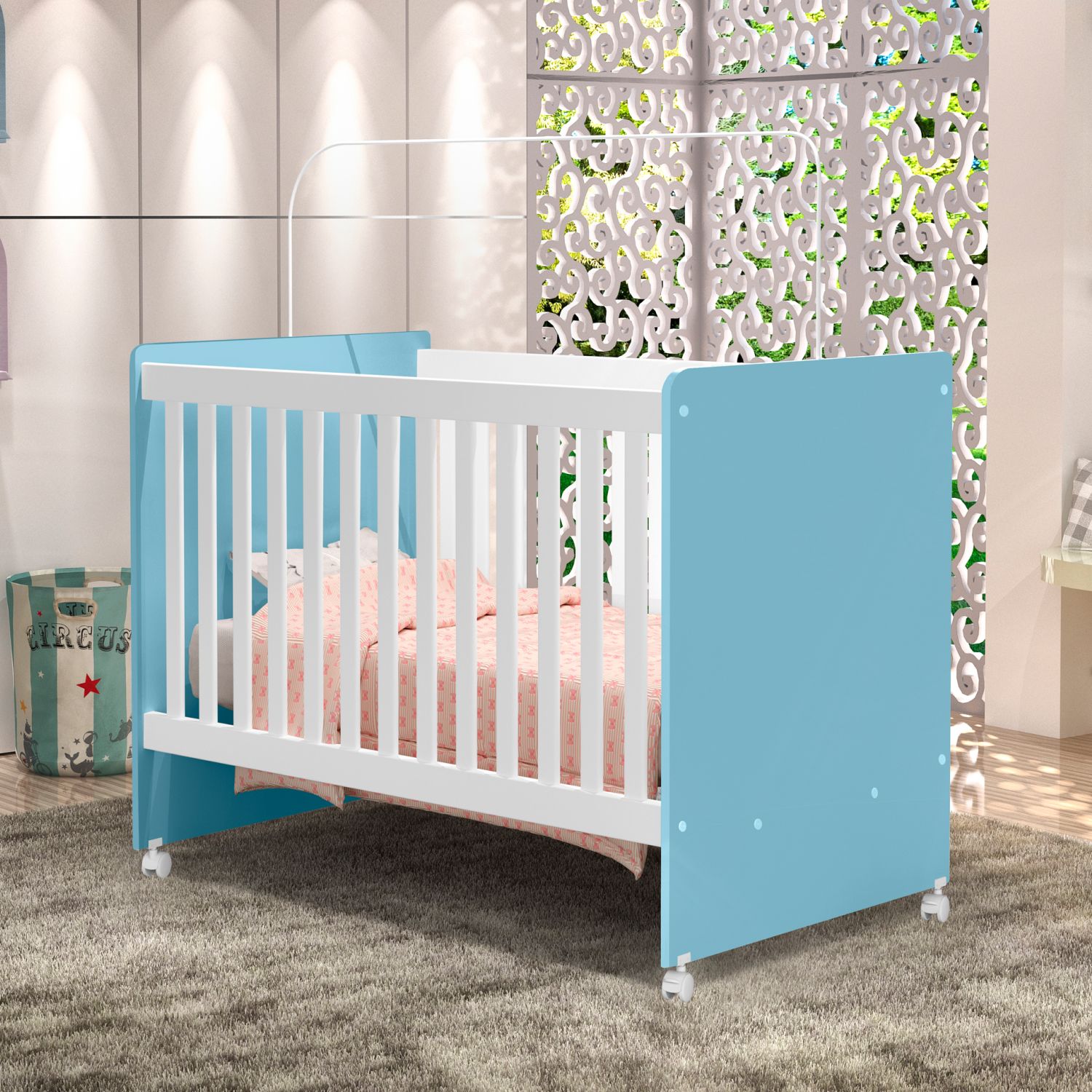 Berço Americano Azul e Branco Carol