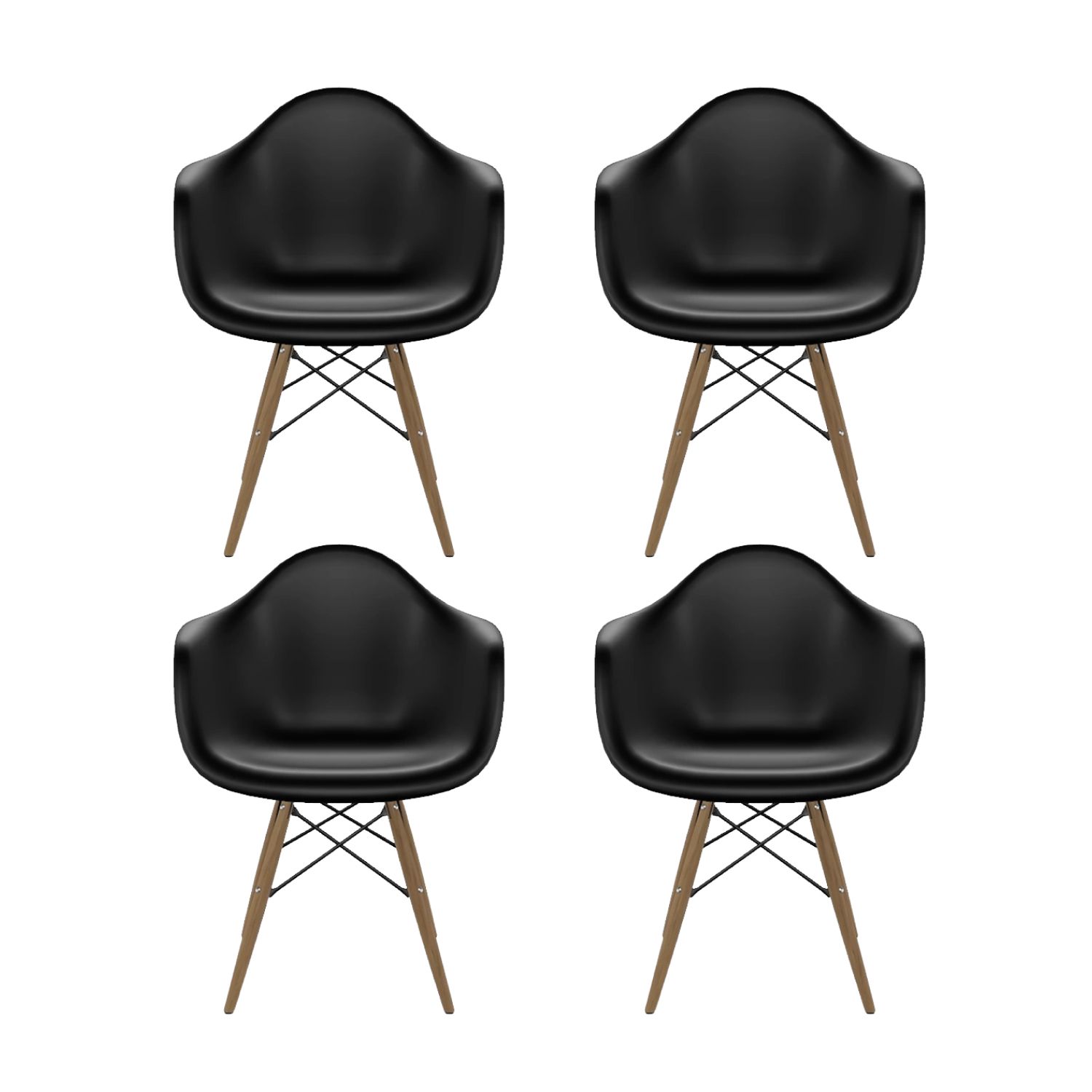 Kit Cadeira Eames Arm Preto 4 Peças