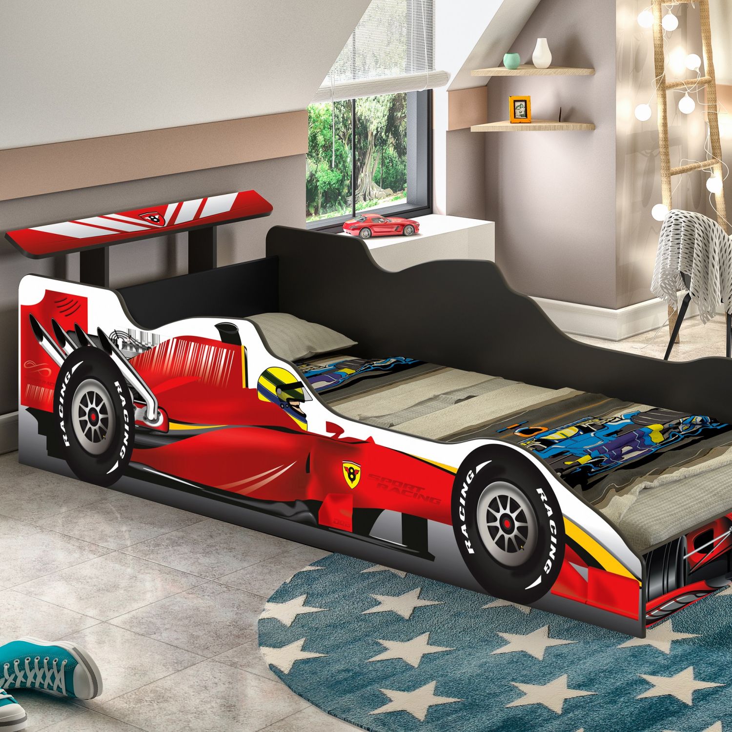 Mini Cama Infantil Carro de Fórmula 1 Preto