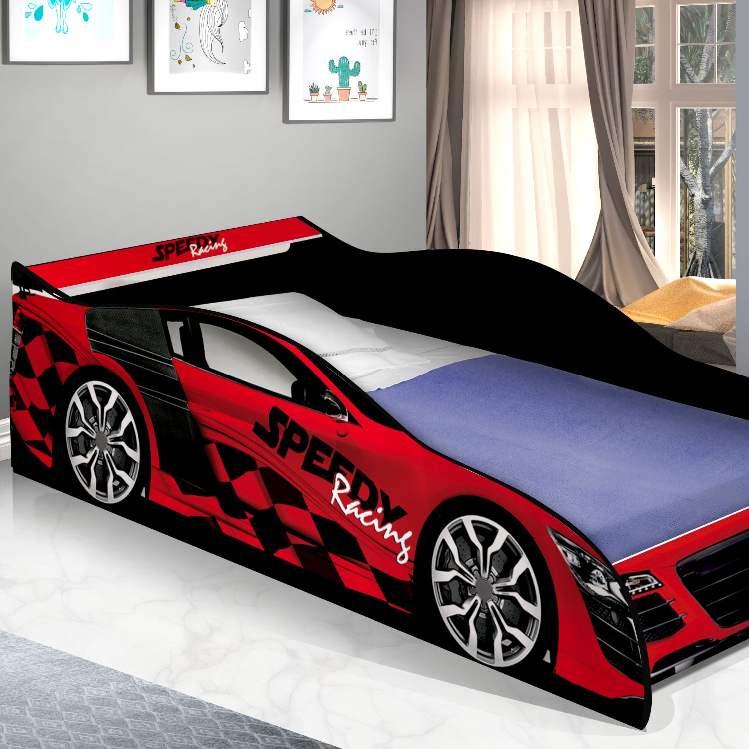 Mini Cama Infantil Carro de Corrida Vermelho