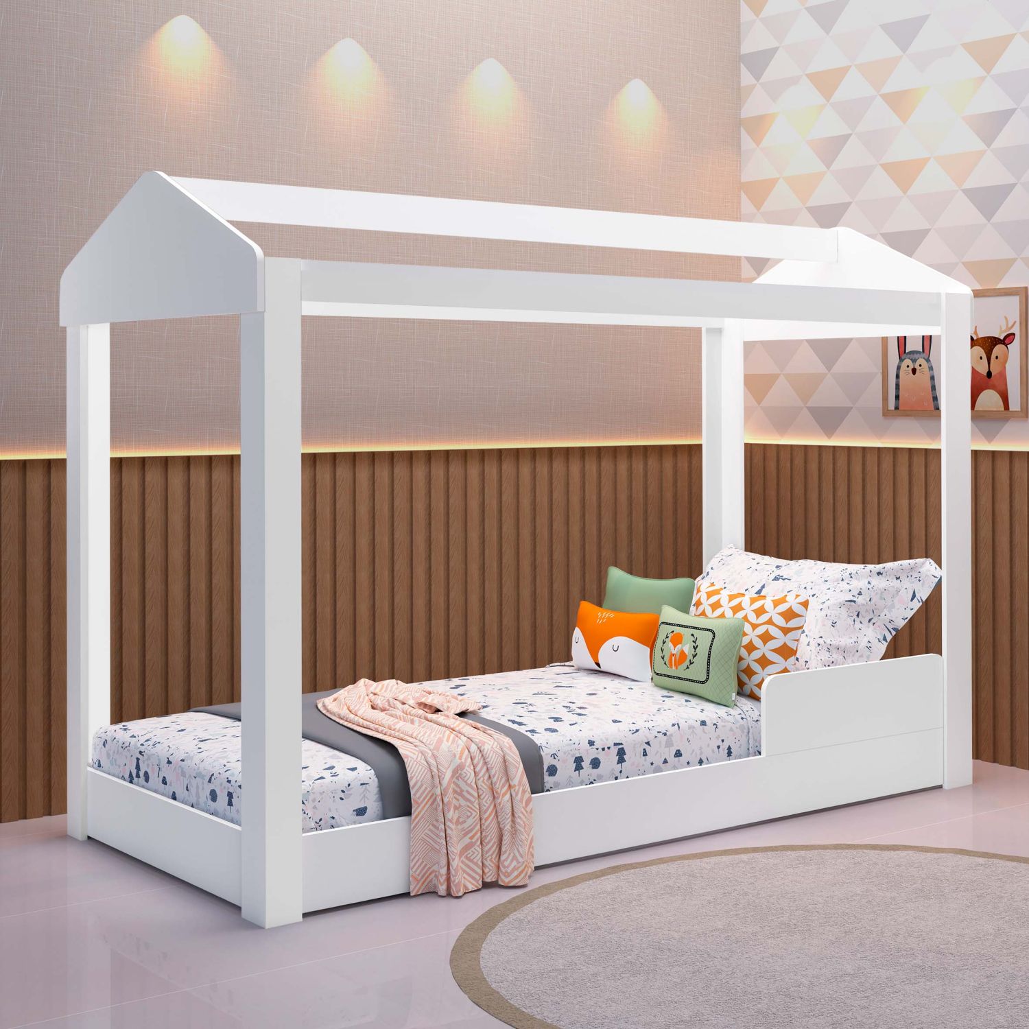 Mini Cama Casinha Montessoriana Branco Carol