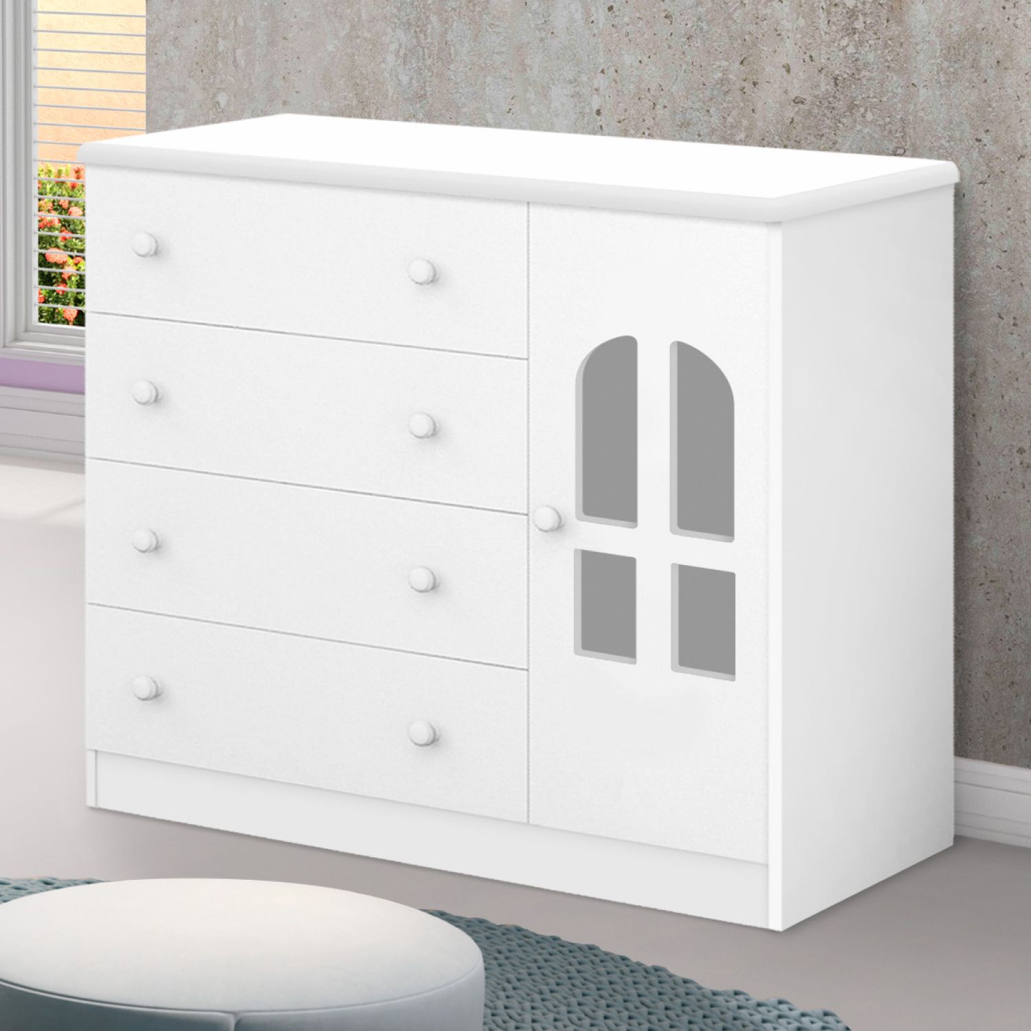 Cômoda Infantil Branco com Porta Alice