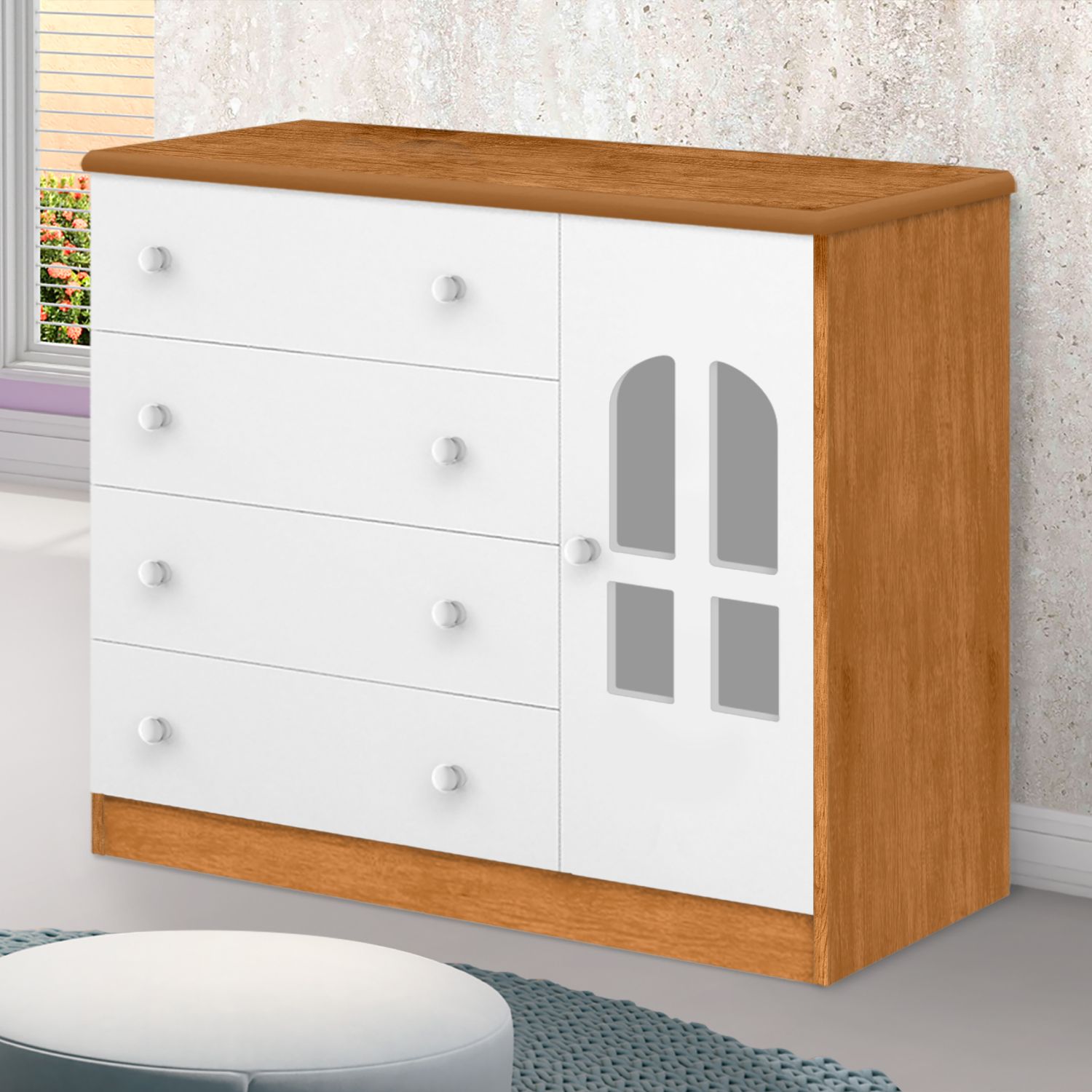 Cômoda Infantil Branco com Porta Alice