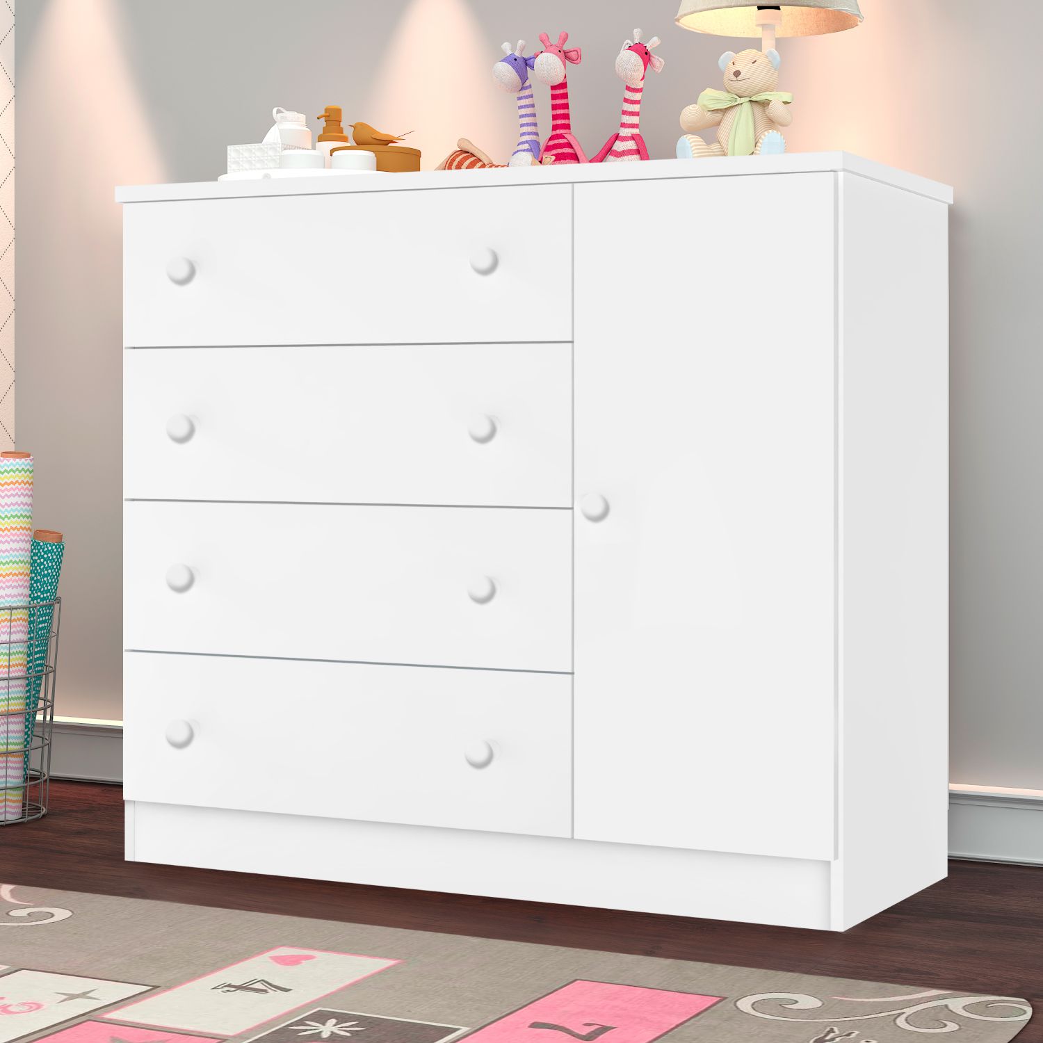 Cômoda Infantil Branco com Porta Laila