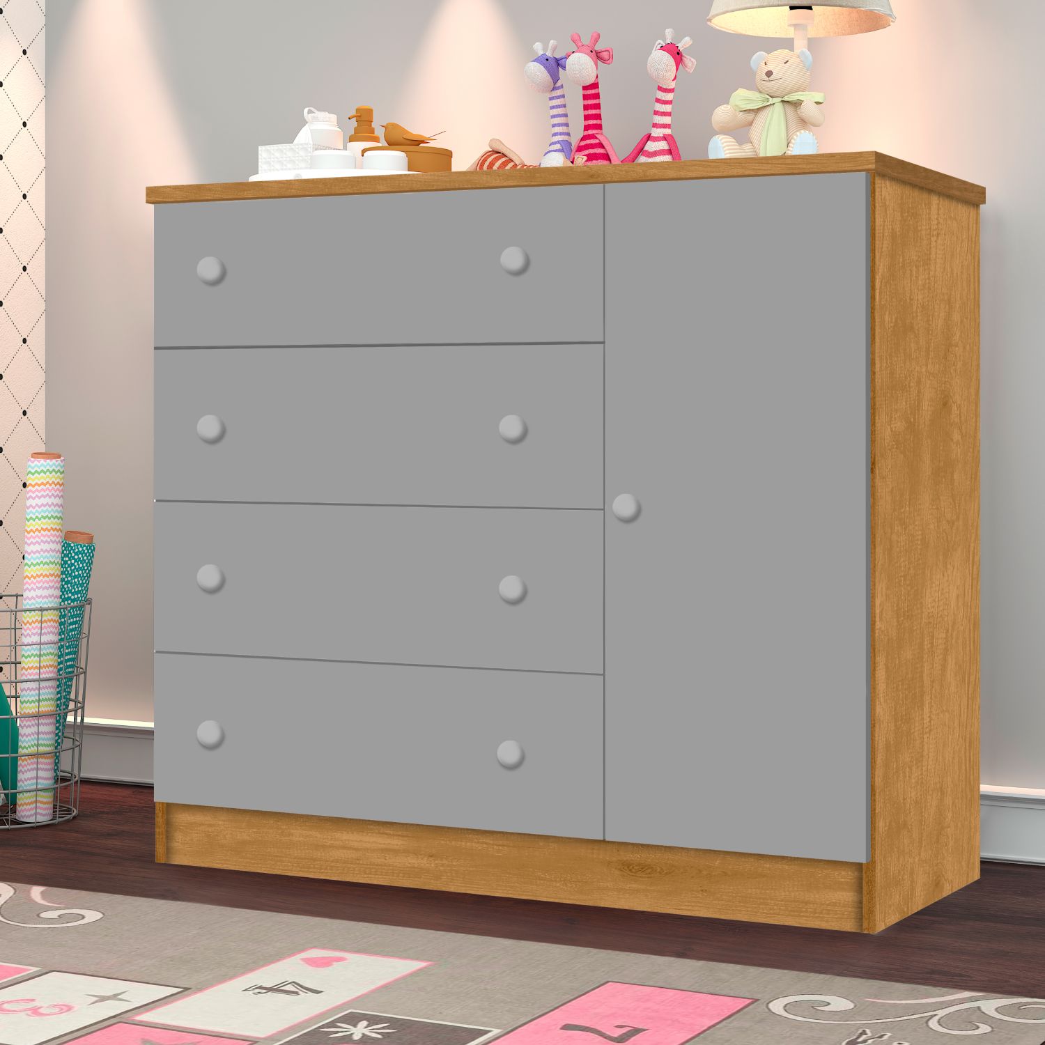 Cômoda Infantil Branco com Porta Laila