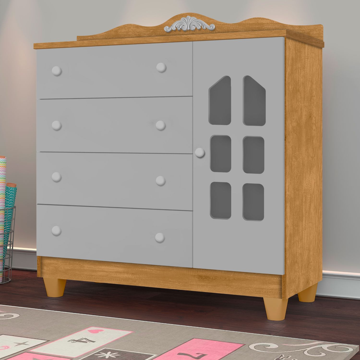 Cômoda Infantil Branco com Porta Laís Provençal