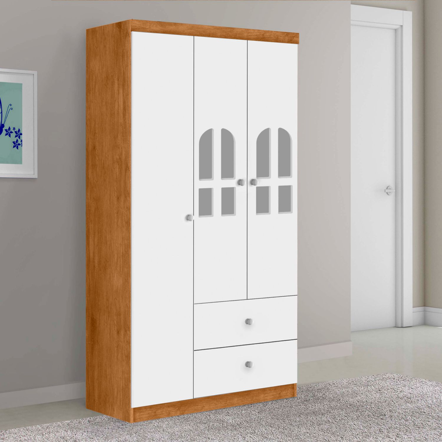 Guarda Roupa Infantil Branco 3 Portas Alice