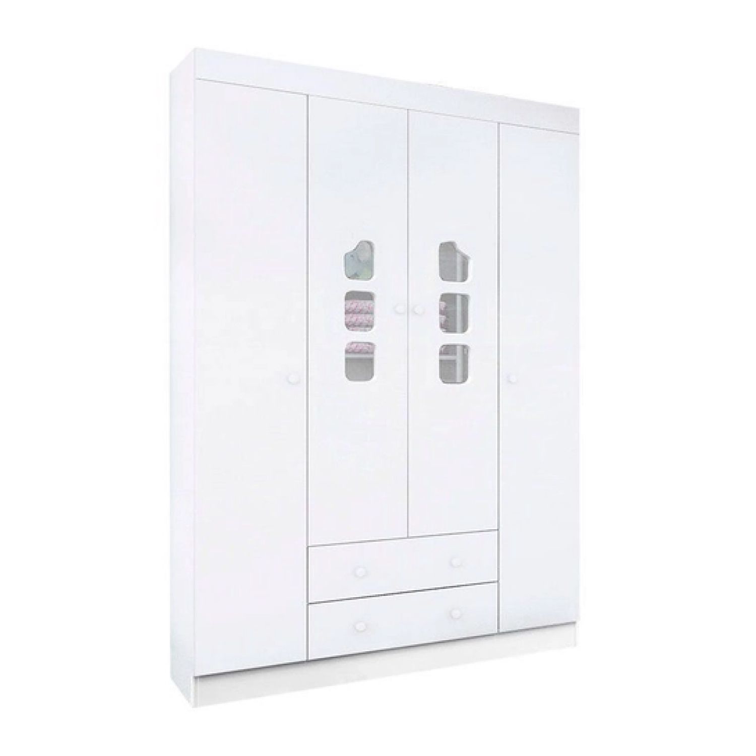 Guarda Roupa Infantil Branco 4 Portas Lívia