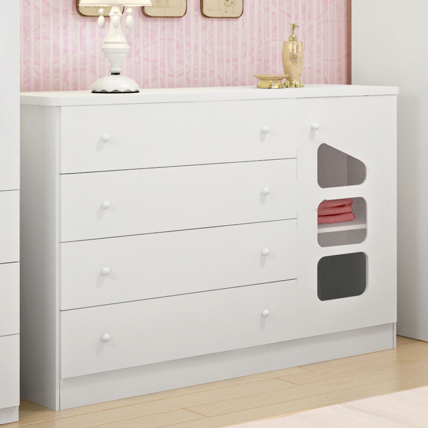 Cômoda Infantil Branco com Porta Eloísa