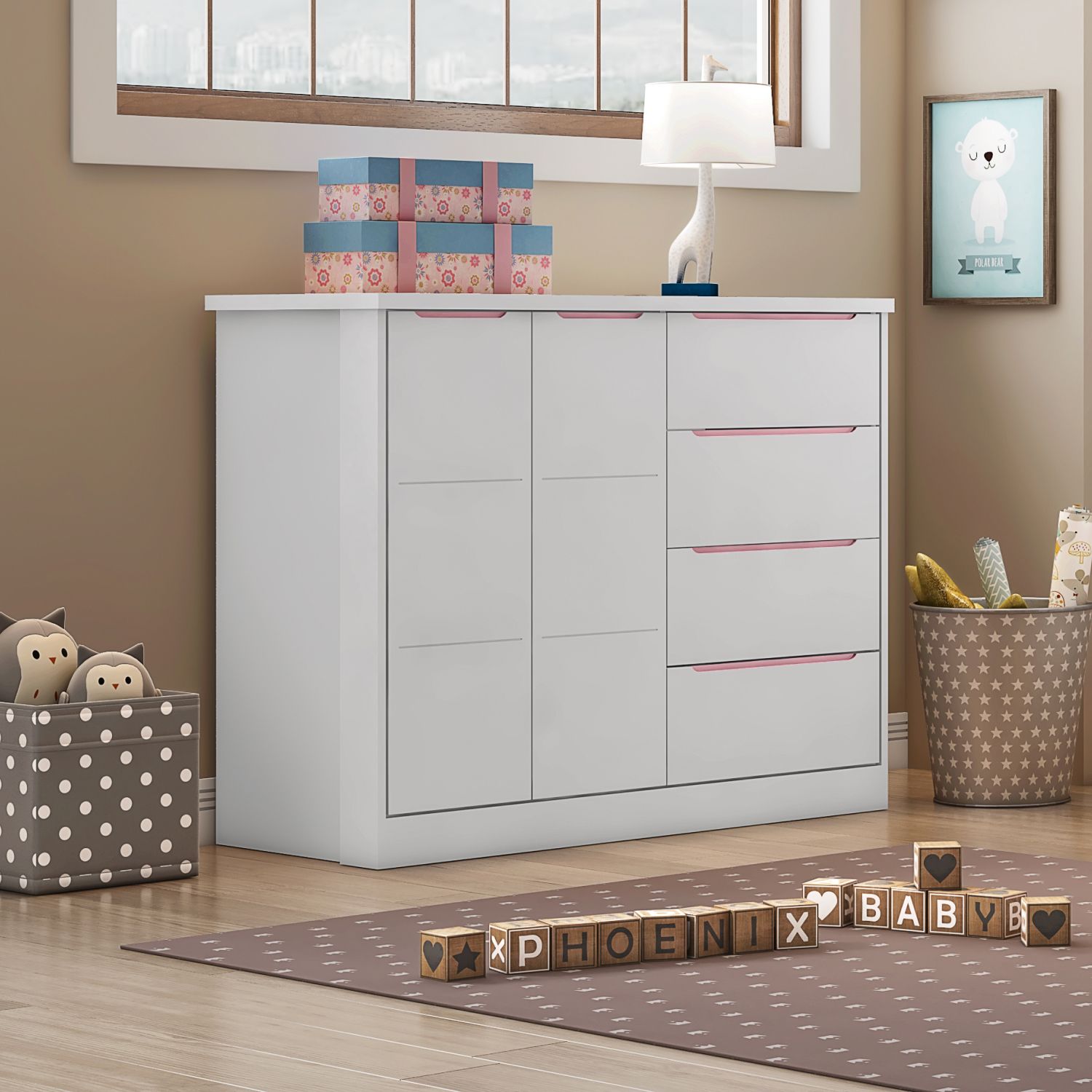 Cômoda Infantil Branco com Porta Eloá