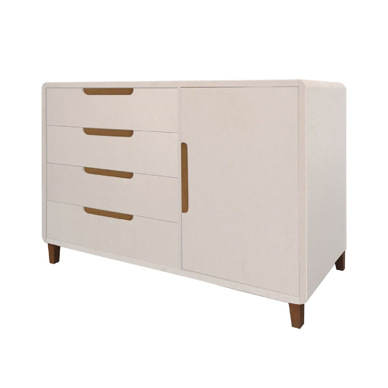 Cômoda Infantil Bege e Madeira com Porta Capri