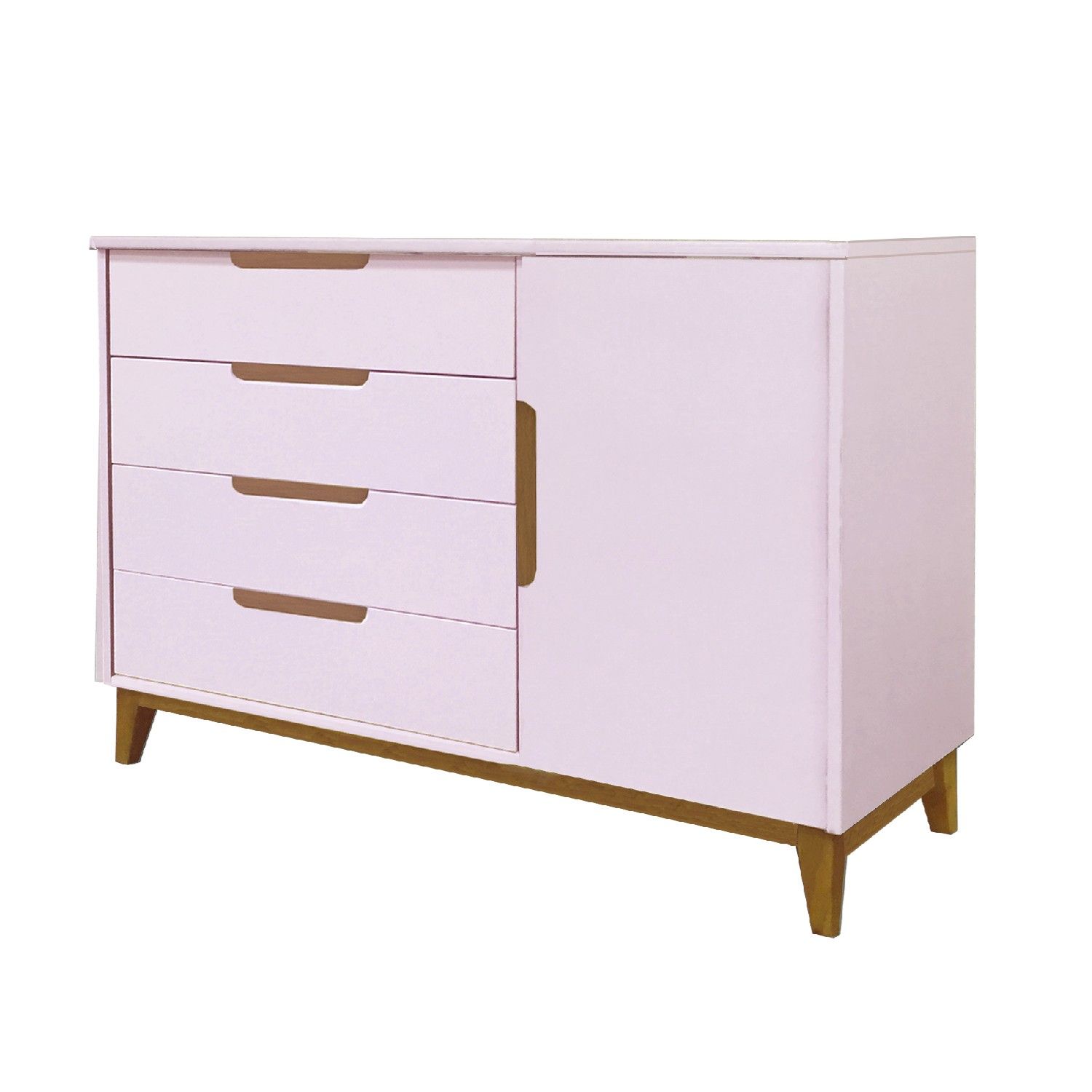 Cômoda Infantil Branca e Madeira com Porta Nordic Cody