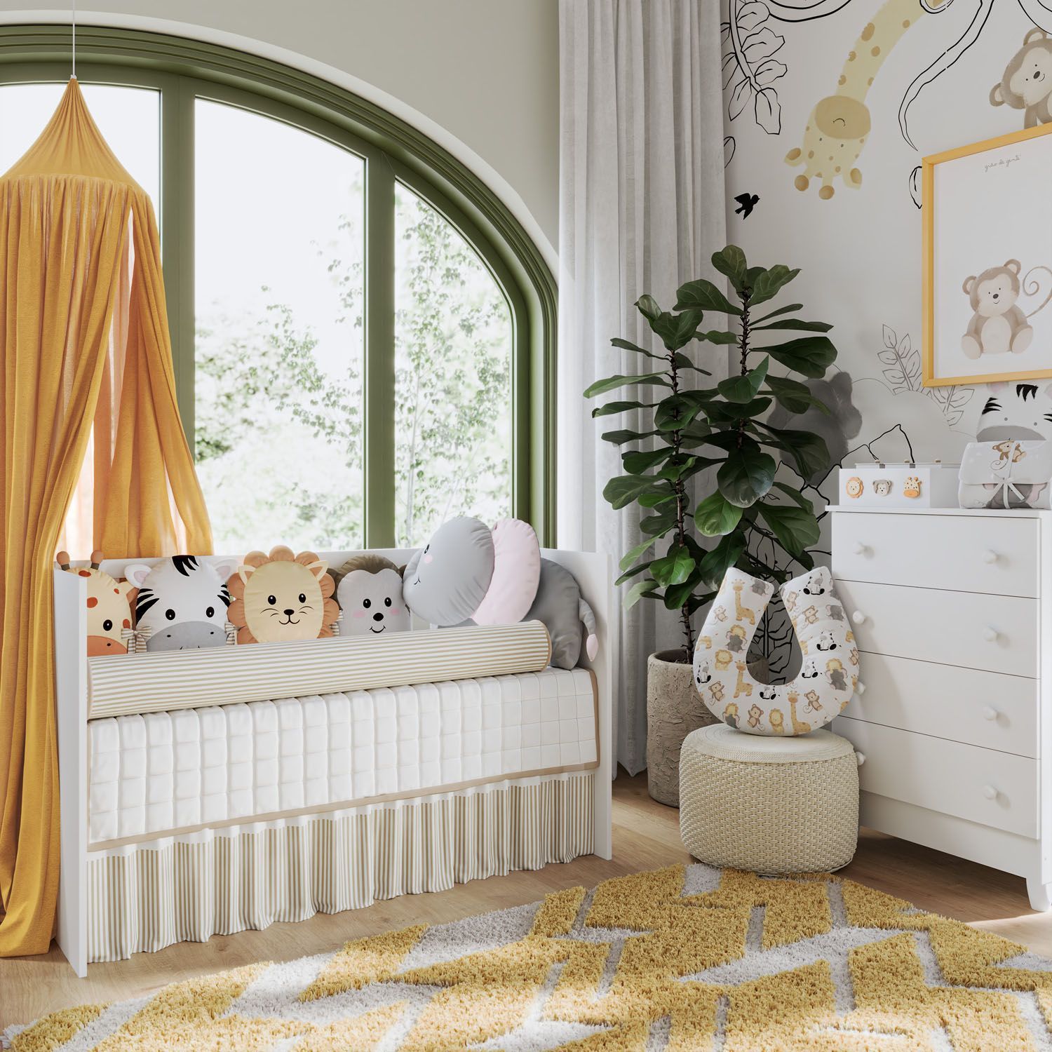 Quarto de Bebê Completo Amiguinhos Safári 24 Peças