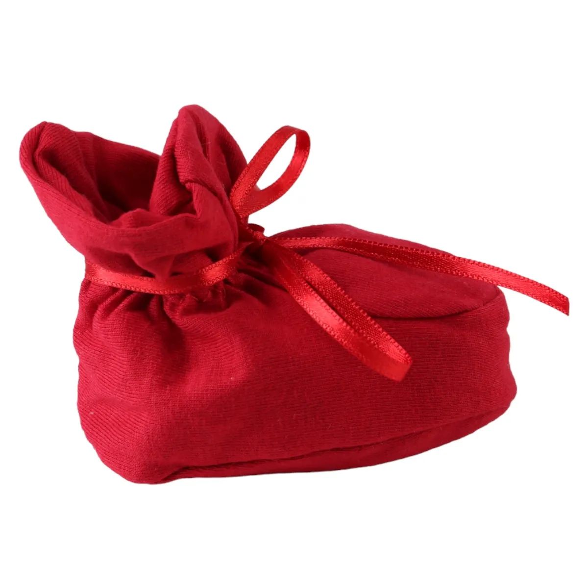 Pantufa Bebê Chutinho Liso com Fita Vermelho