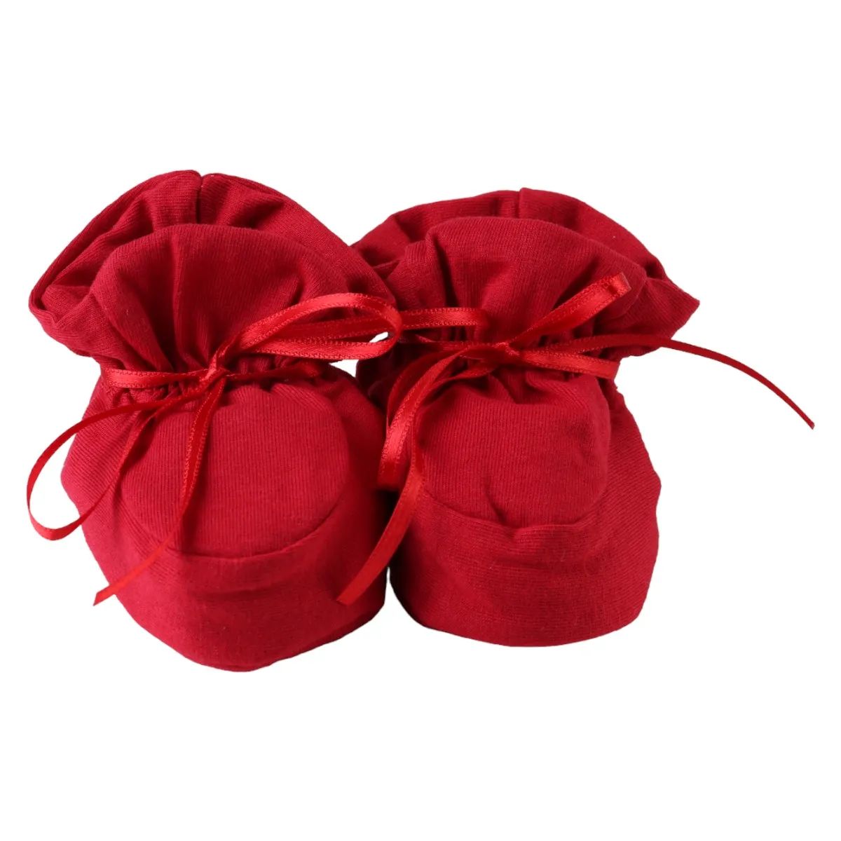 Pantufa Bebê Chutinho Liso com Fita Vermelho