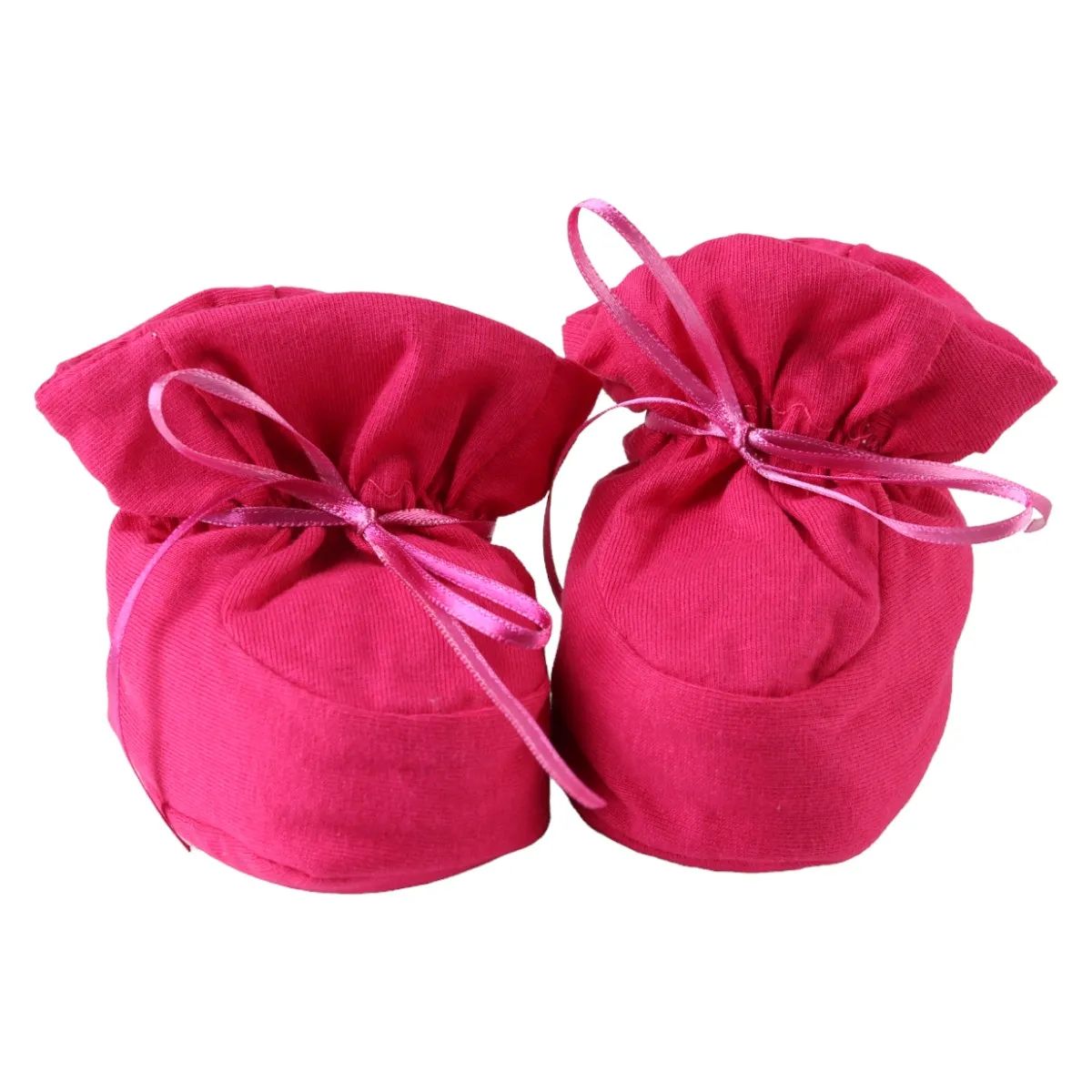 Pantufa Bebê Chutinho Liso com Fita Vermelho