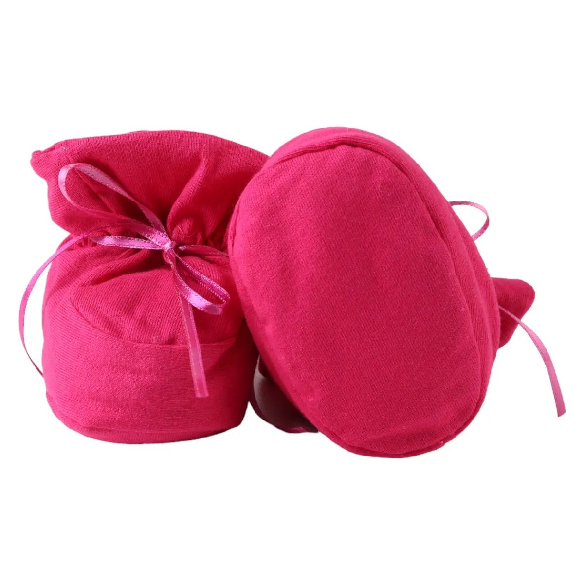 Pantufa Bebê Chutinho Liso com Fita Vermelho