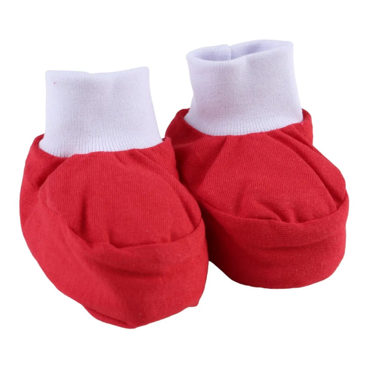 Kit Luva e Pantufa Bebê Chutinho Liso Vermelho