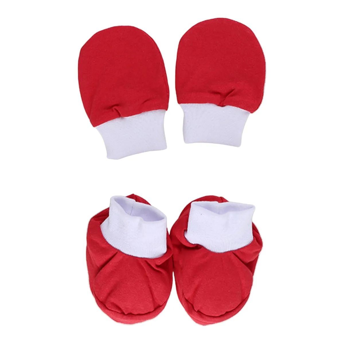Kit Luva e Pantufa Bebê Chutinho Liso Vermelho