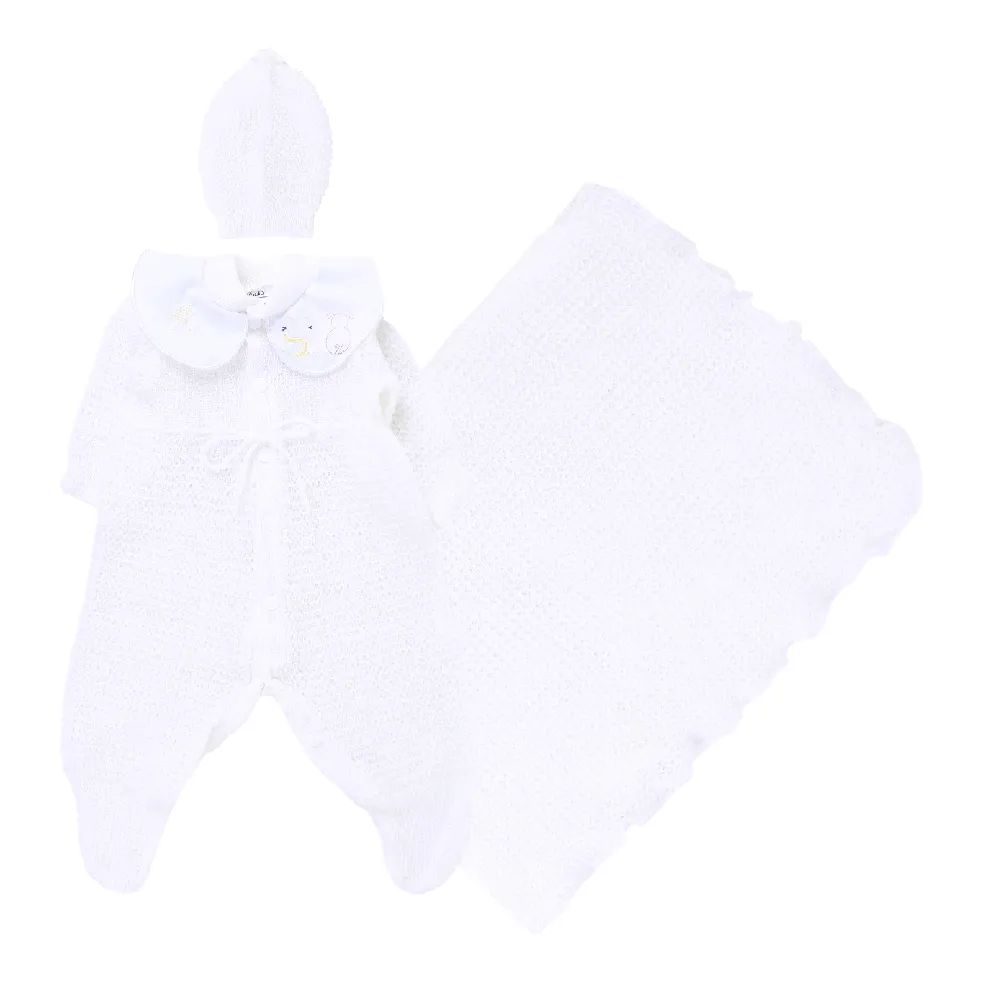 Saída de Maternidade Ternura em Tricot com Bordado Branco Tam P