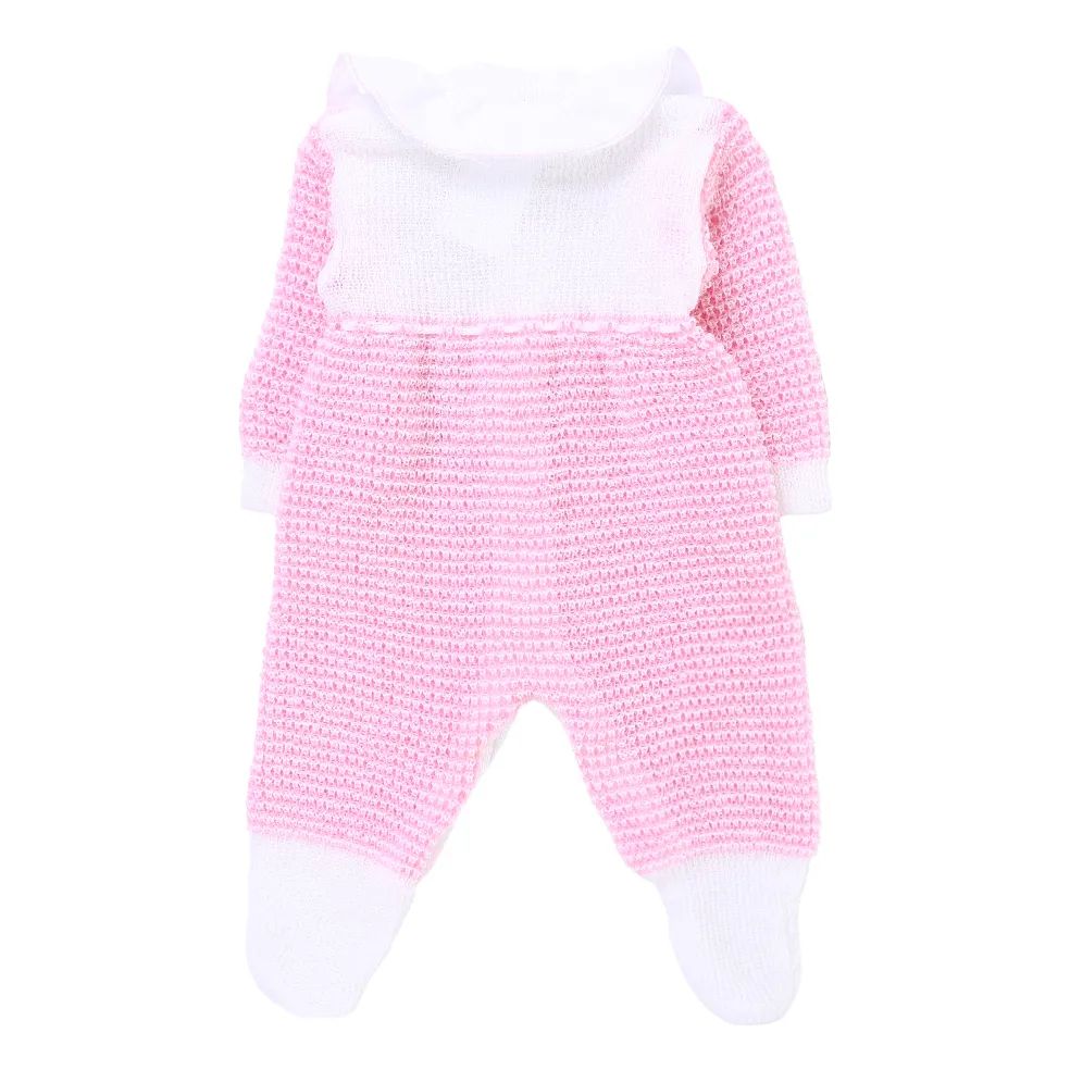 Saída de Maternidade Ternura em Tricot com Bordado Rosa Tam P