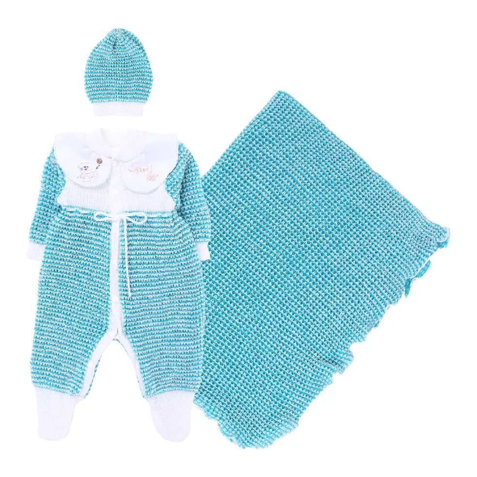 Saída de Maternidade Ternura em Tricot com Bordado Verde Tam P