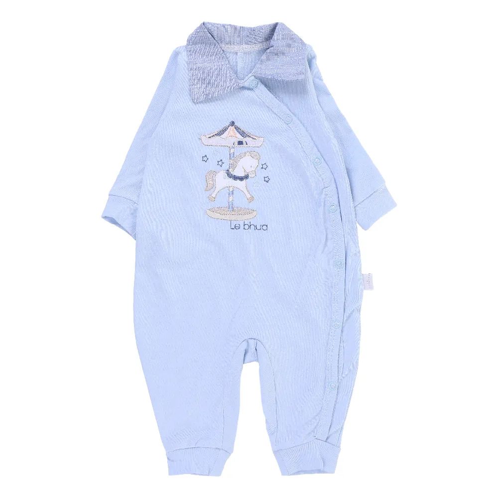 Saída de Maternidade Le Bhua com Bordado Azul Carrossel