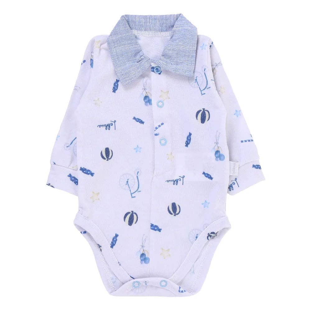 Saída de Maternidade Le Bhua com Bordado Azul Carrossel