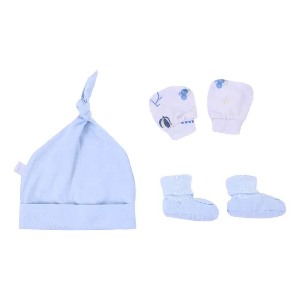 Saída de Maternidade Le Bhua com Bordado Azul Carrossel