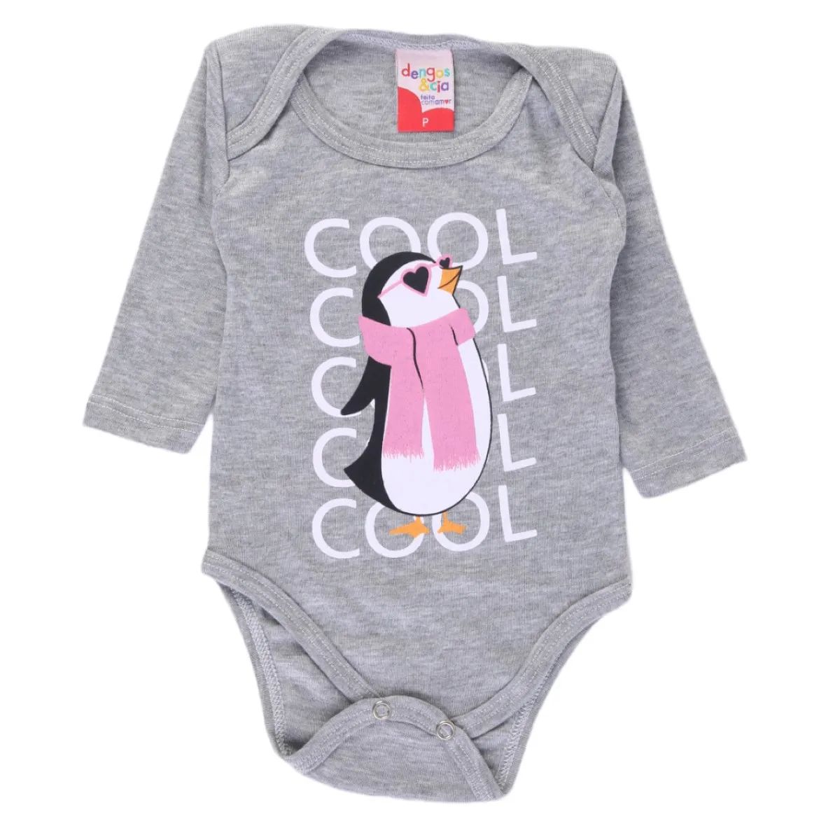 Conjunto Bebê Dengos e Cia Pinguim Cinza