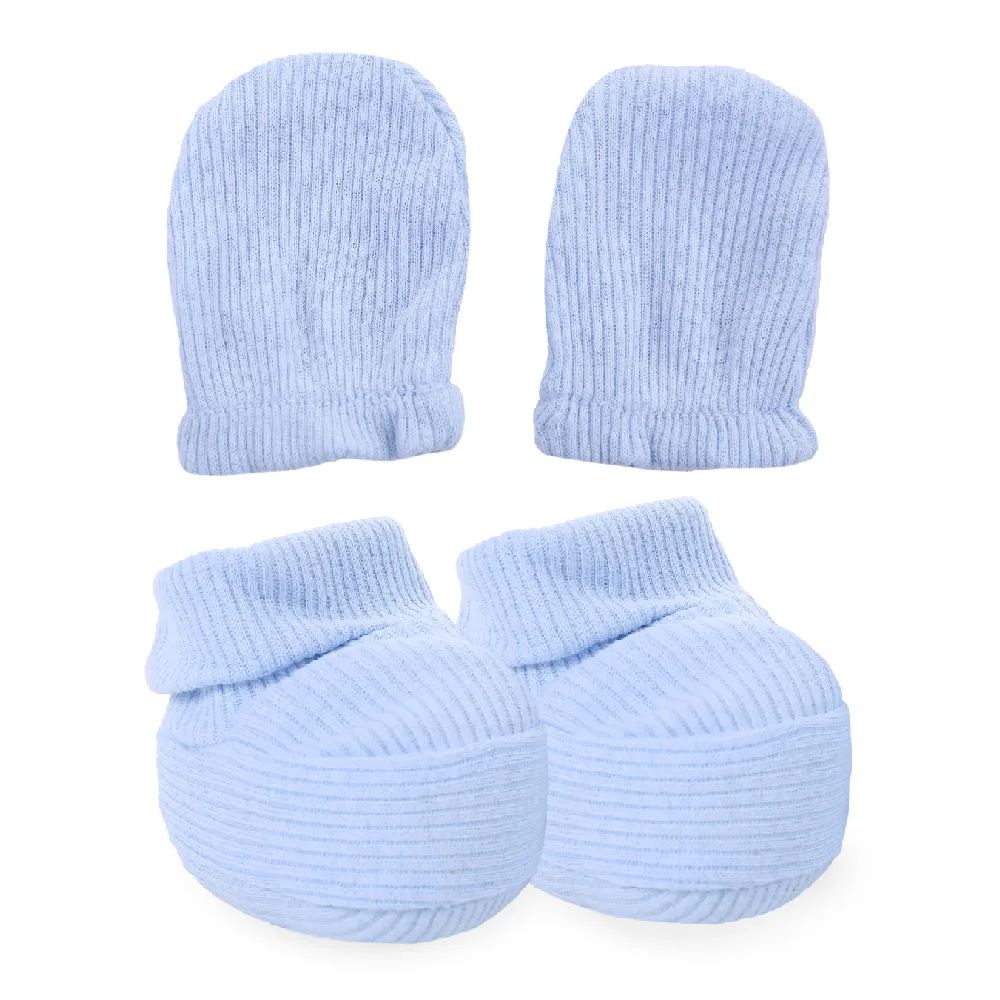 Kit Bebê Sapatinho + Luva Canelado Branco