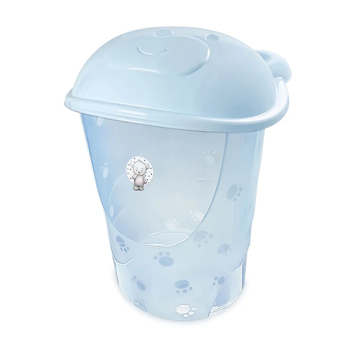 Cesto De Roupas Ursinho Translúcido Branco