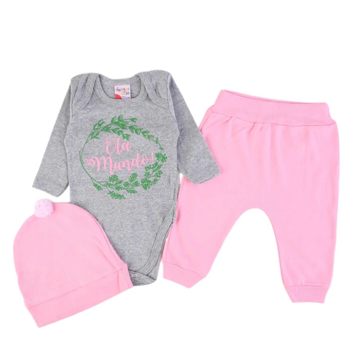 Conjunto Bebê Dengos e Cia Mundo Cinza