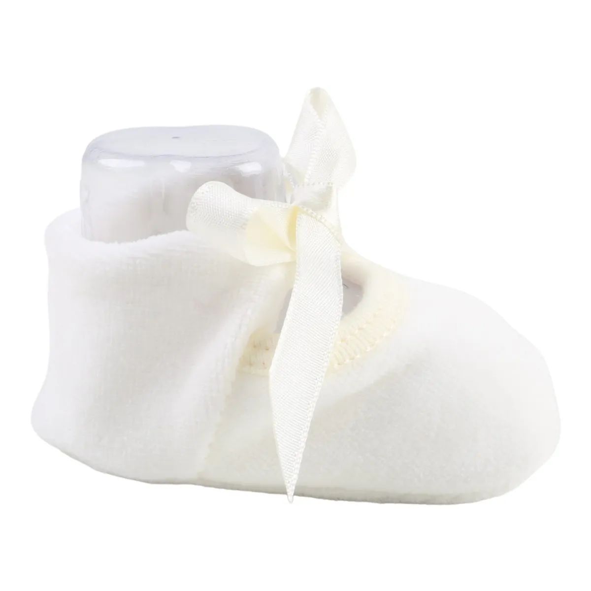 Sapatilha Puff Bebê Chutinho com Fita Cetim Off White