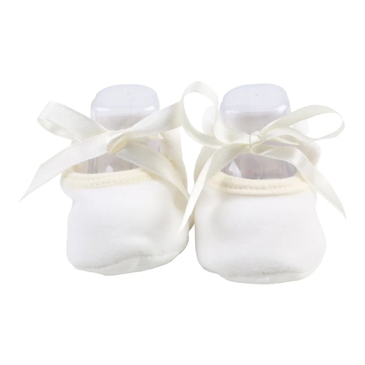 Sapatilha Puff Bebê Chutinho com Fita Cetim Off White