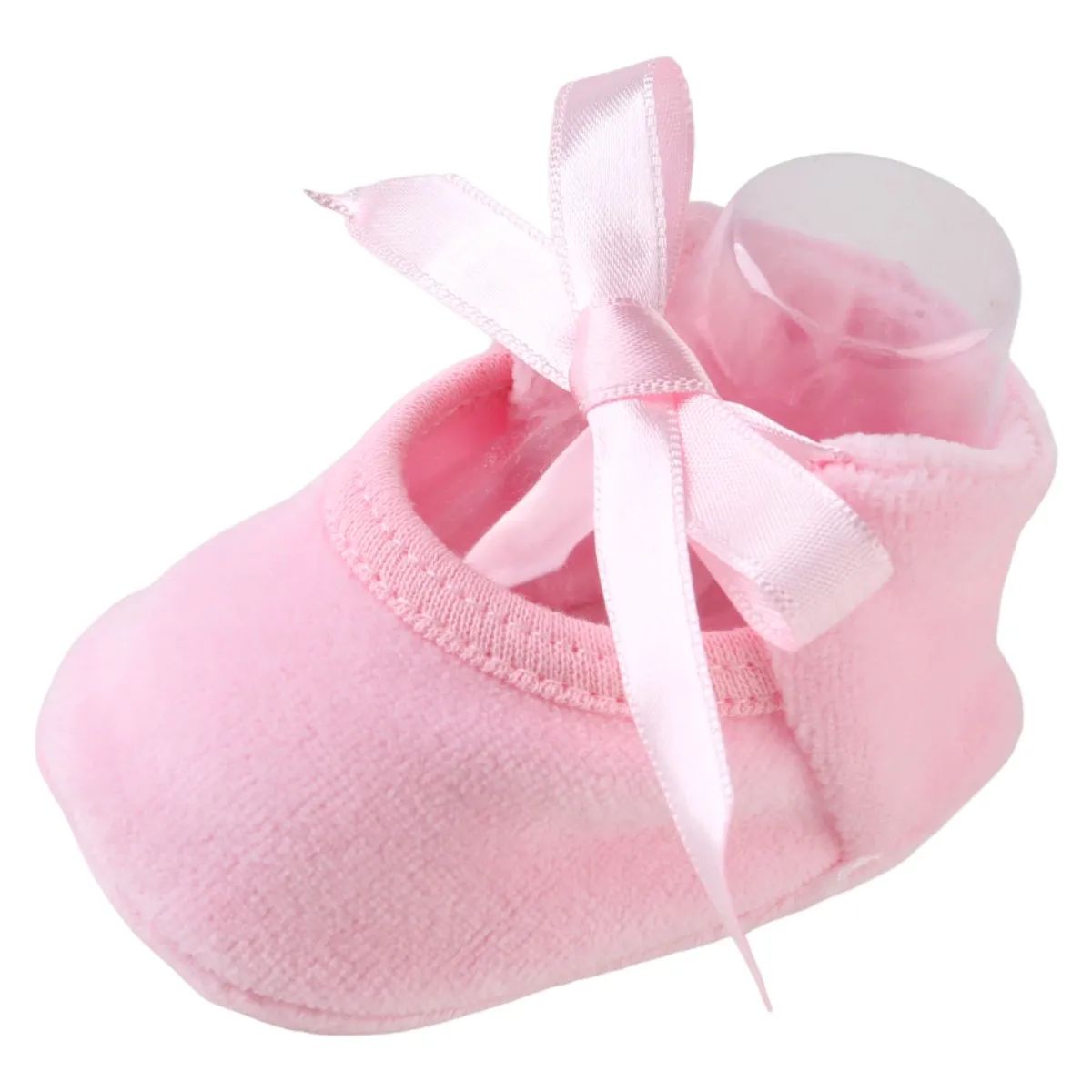 Sapatilha Puff Bebê Chutinho com Fita Cetim Off White