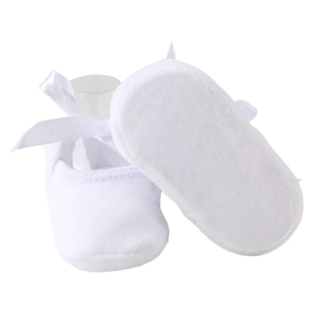 Sapatilha Puff Bebê Chutinho com Fita Cetim Off White