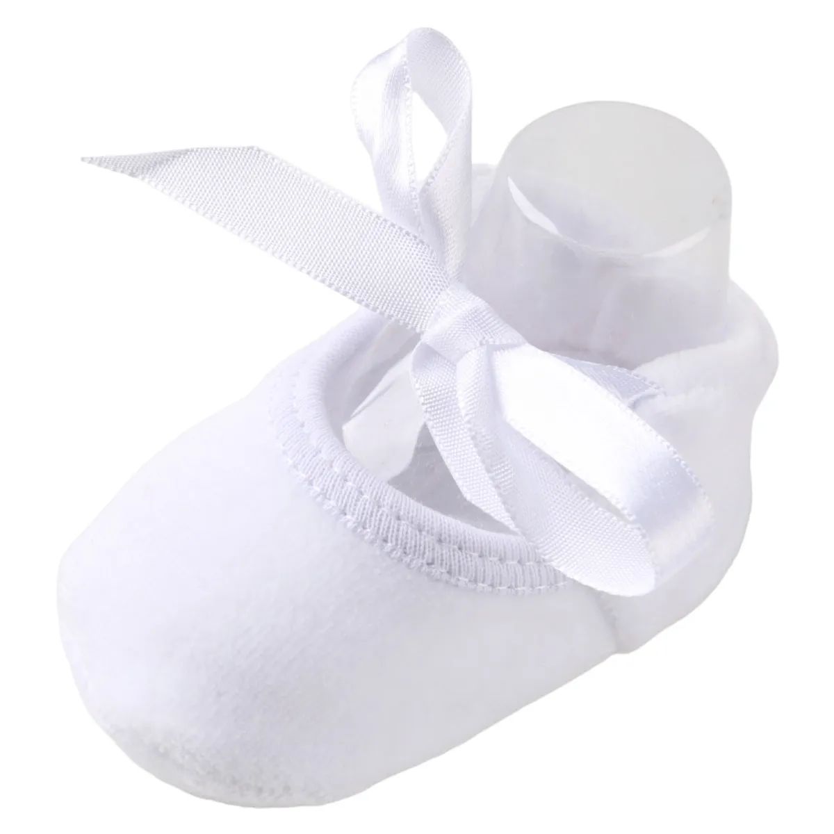 Sapatilha Puff Bebê Chutinho com Fita Cetim Off White