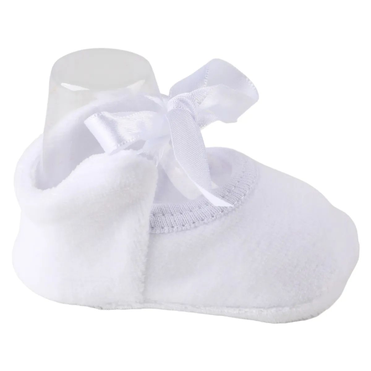 Sapatilha Puff Bebê Chutinho com Fita Cetim Off White
