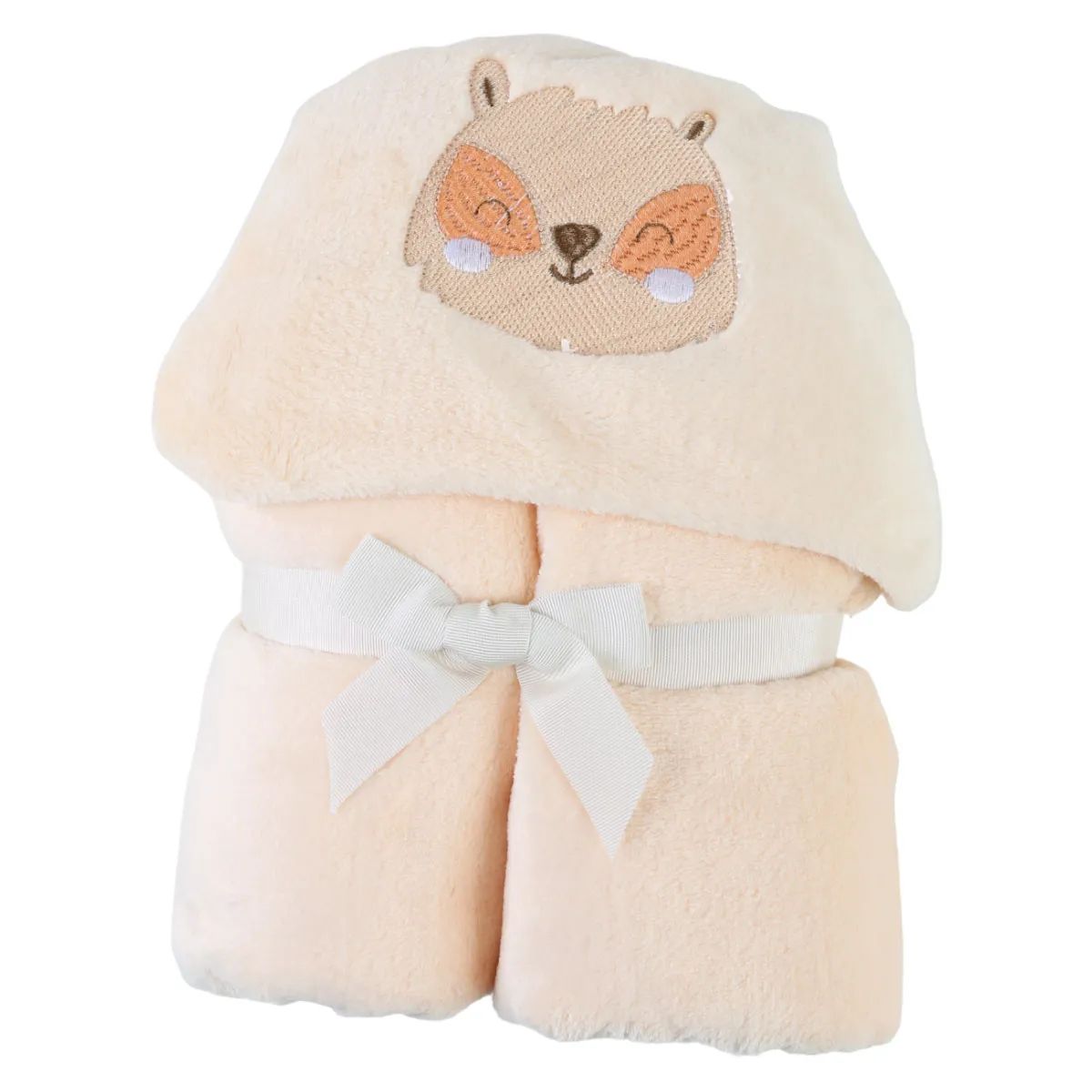 Cobertor Microfibra Baby Gijo Bordado Urso com Capuz Bege 1M