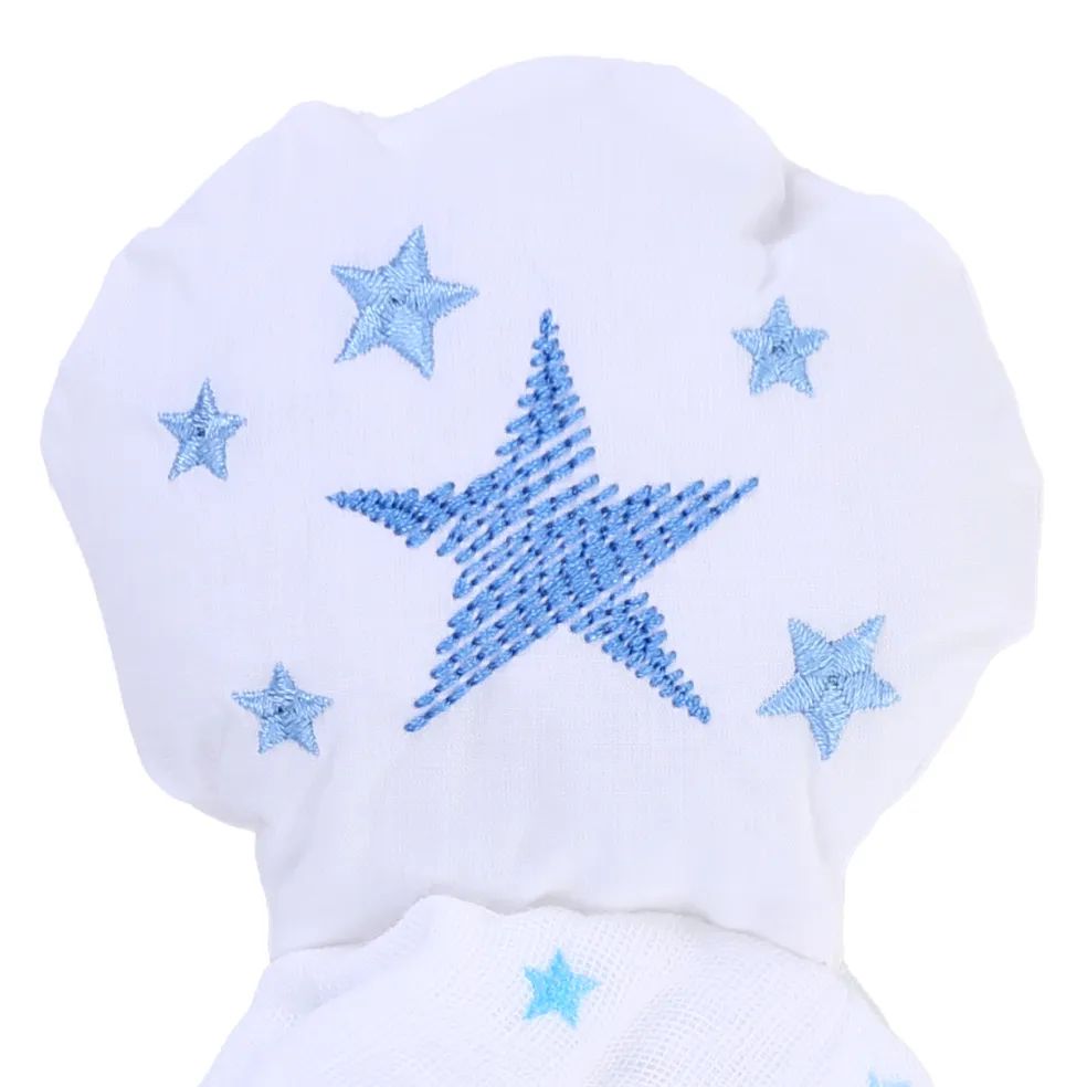 Naninha Papi Soft Viés de Malha com Bordado Celeste Azul