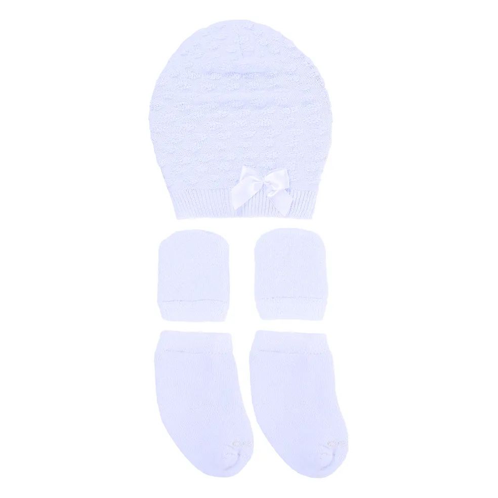 Kit Gorro, Luva e Meia Lacinho Azul