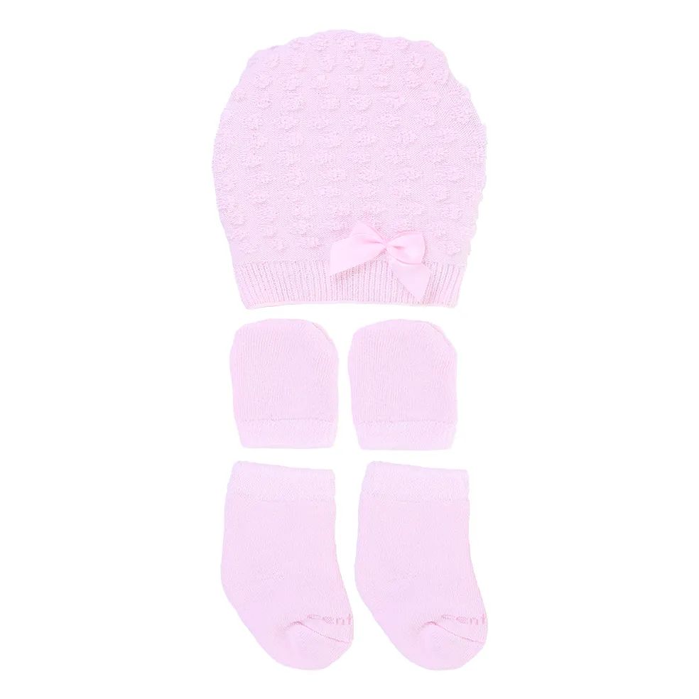 Kit Gorro, Luva e Meia Lacinho Azul