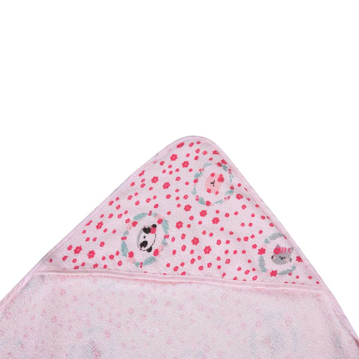 Toalha Felpuda Papizinha Karinho com Capuz Amiguinhas Rosa