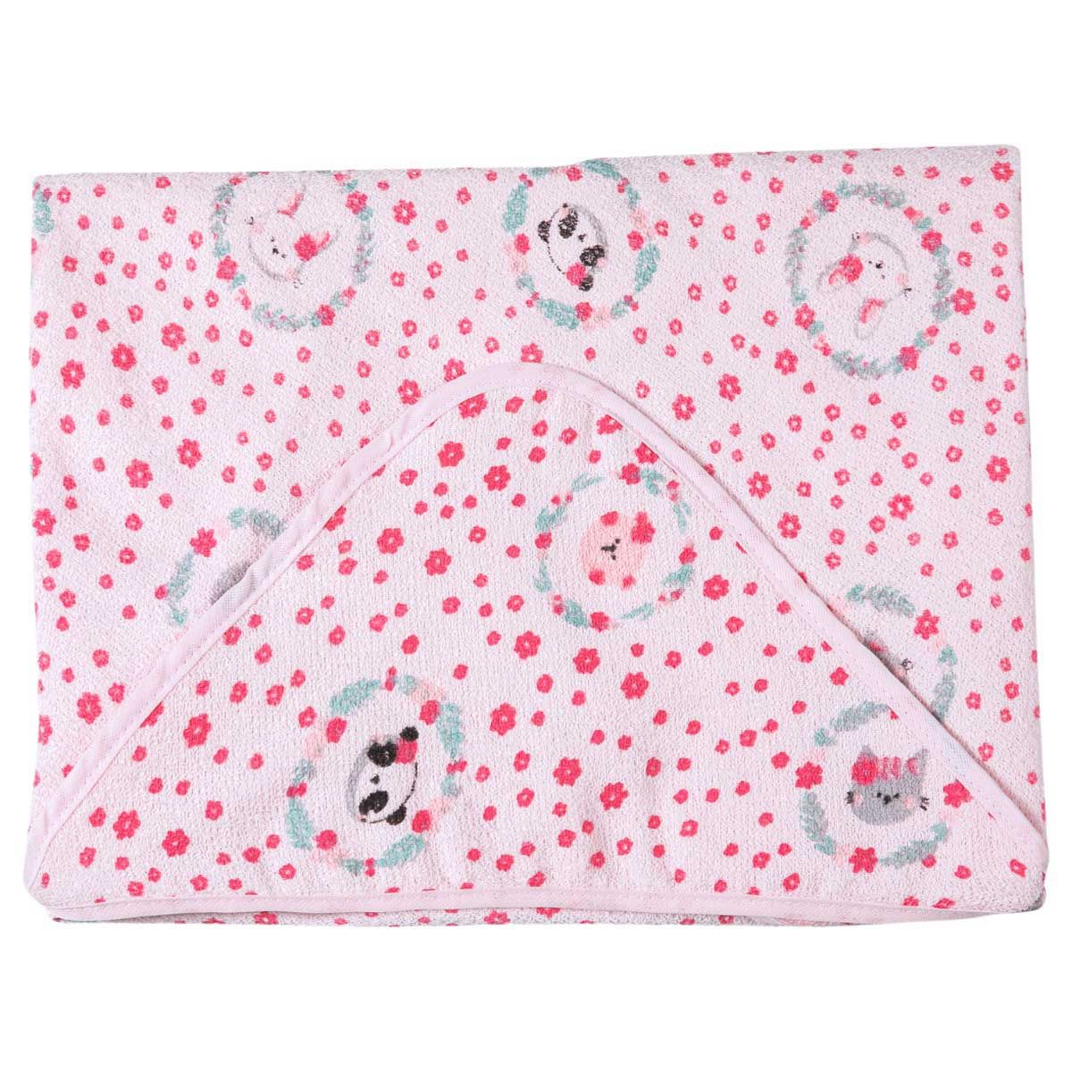 Toalha Felpuda Papizinha Karinho com Capuz Amiguinhas Rosa