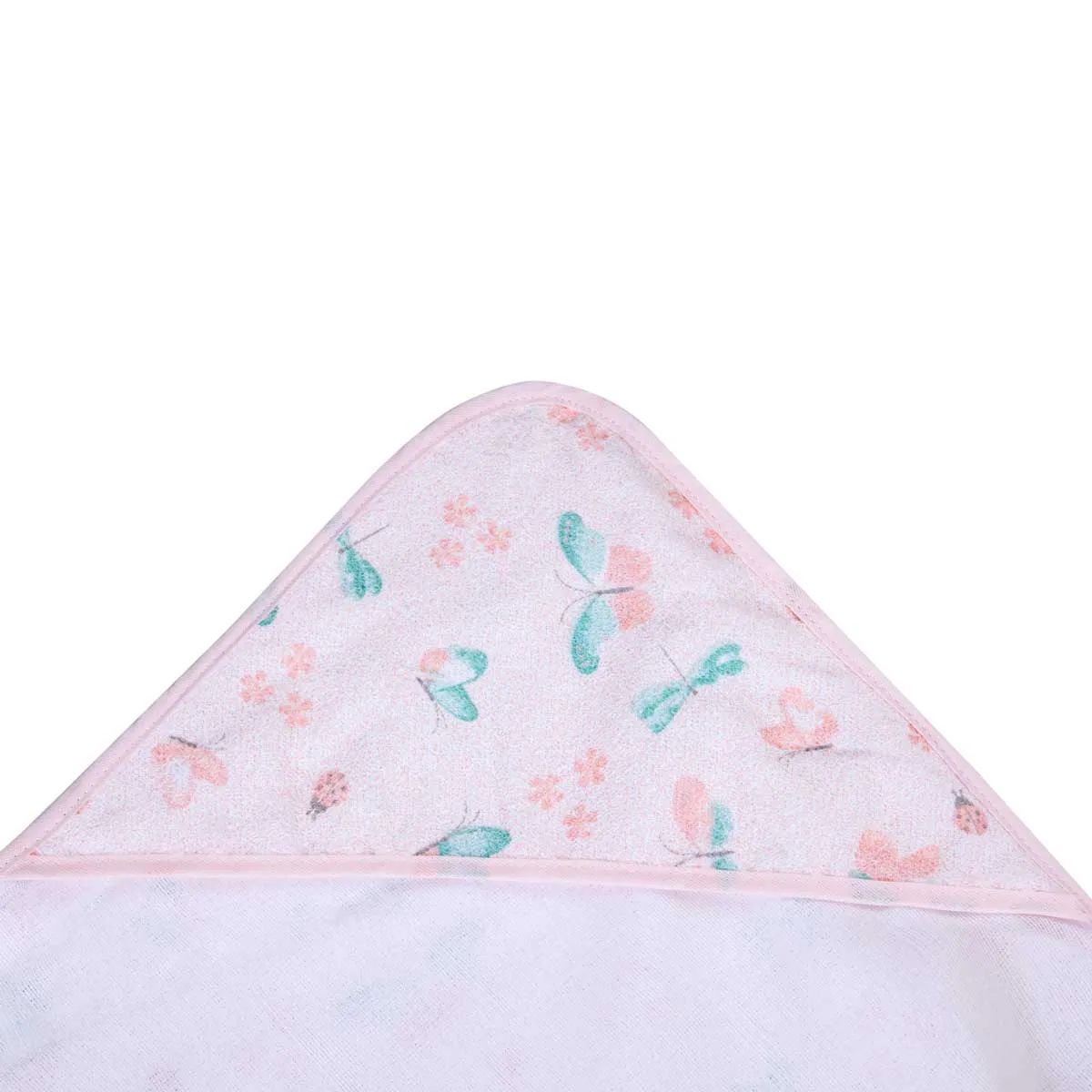 Toalha Felpuda Papizinha Karinho com Capuz Borboletas