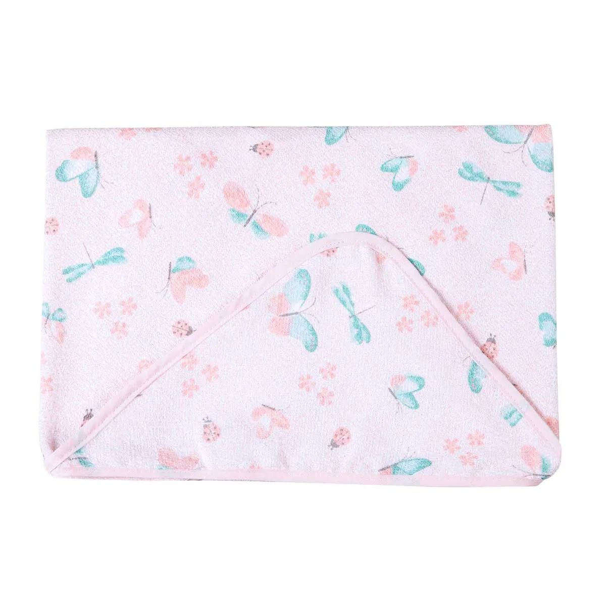 Toalha Felpuda Papizinha Karinho com Capuz Borboletas