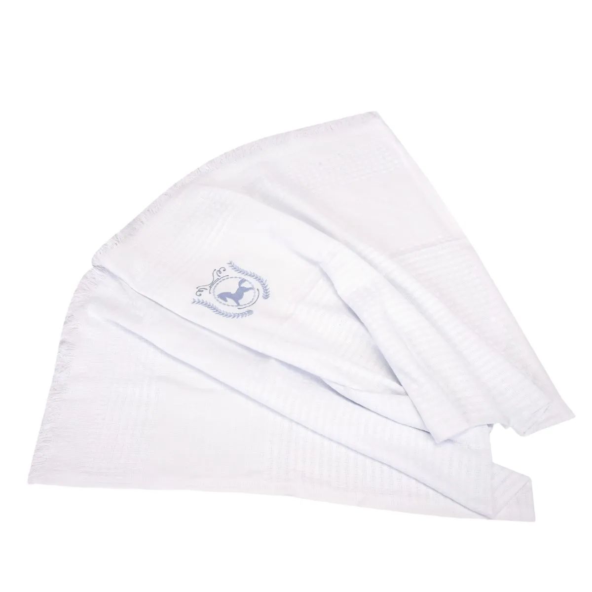 Manta Franja Minasrey Loupiot Clean Branco e Azul 1,08M